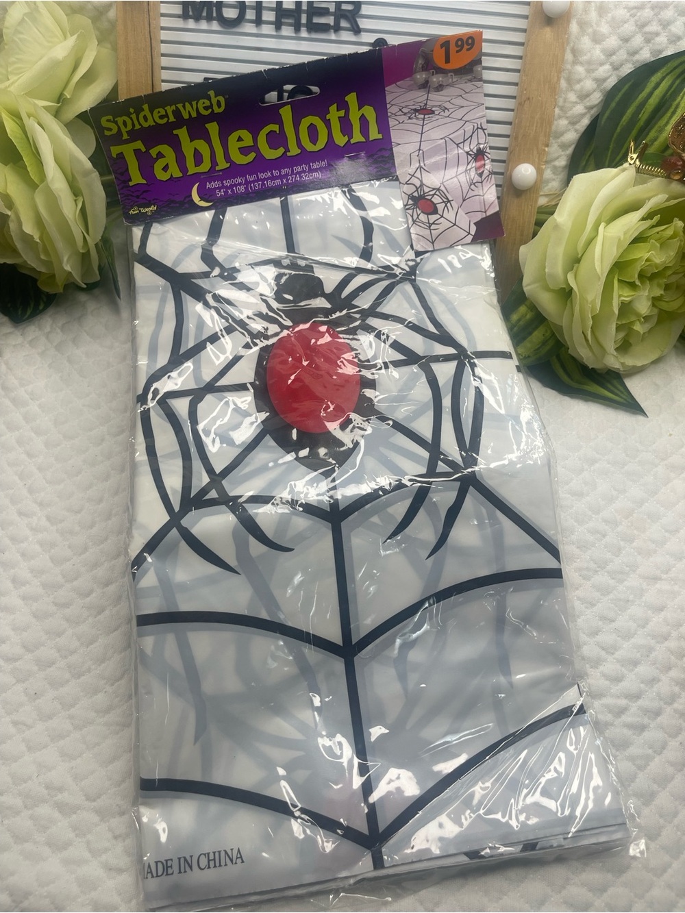 MOTHER Spiderweb Tablecloth in White, Black and Red